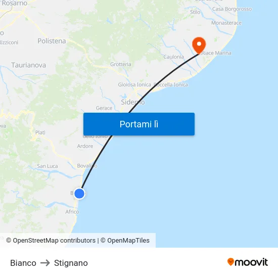 Bianco to Stignano map