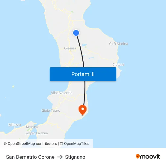 San Demetrio Corone to Stignano map
