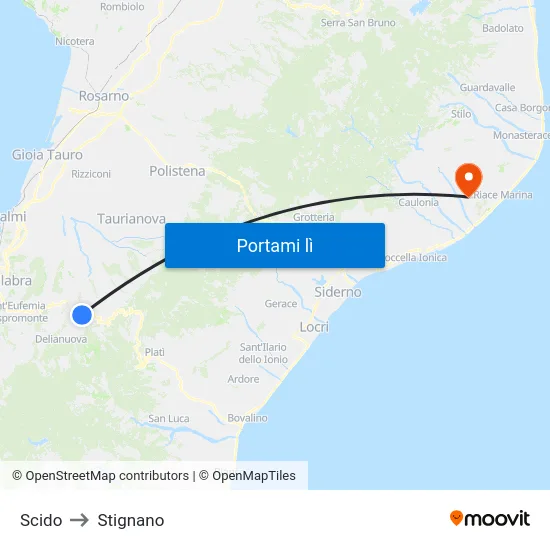 Scido to Stignano map