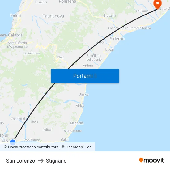 San Lorenzo to Stignano map