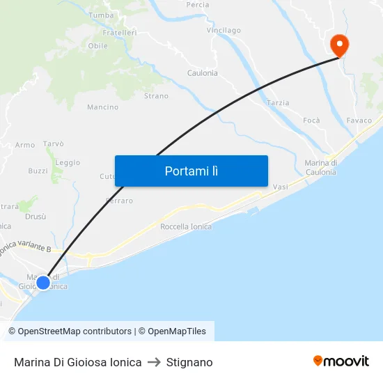 Marina Di Gioiosa Ionica to Stignano map