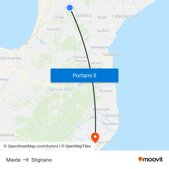 Maida to Stignano map