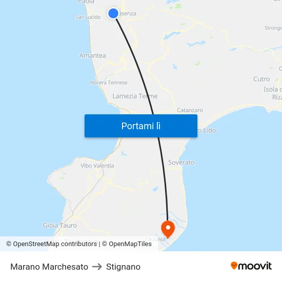 Marano Marchesato to Stignano map