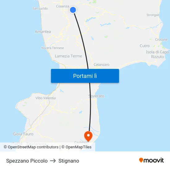 Spezzano Piccolo to Stignano map