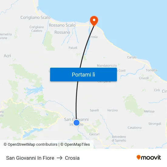 San Giovanni In Fiore to Crosia map