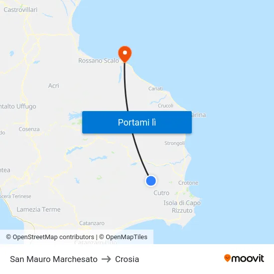 San Mauro Marchesato to Crosia map