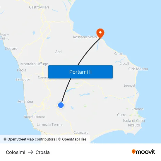 Colosimi to Crosia map