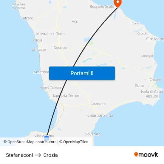 Stefanaconi to Crosia map