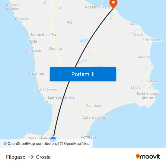 Filogaso to Crosia map