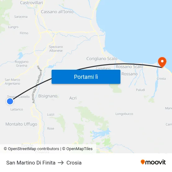 San Martino Di Finita to Crosia map