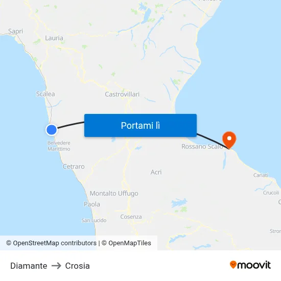 Diamante to Crosia map