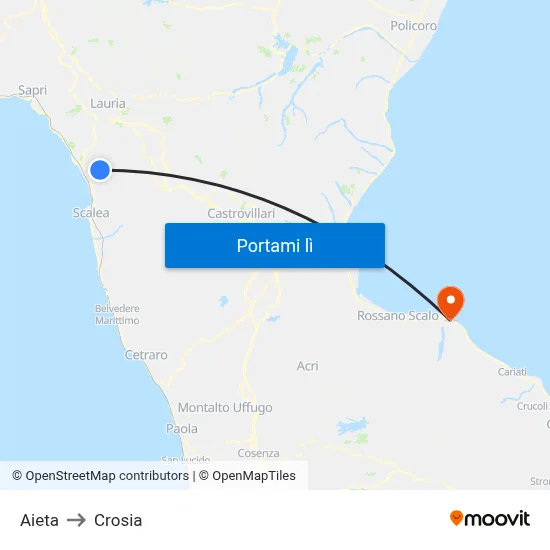 Aieta to Crosia map