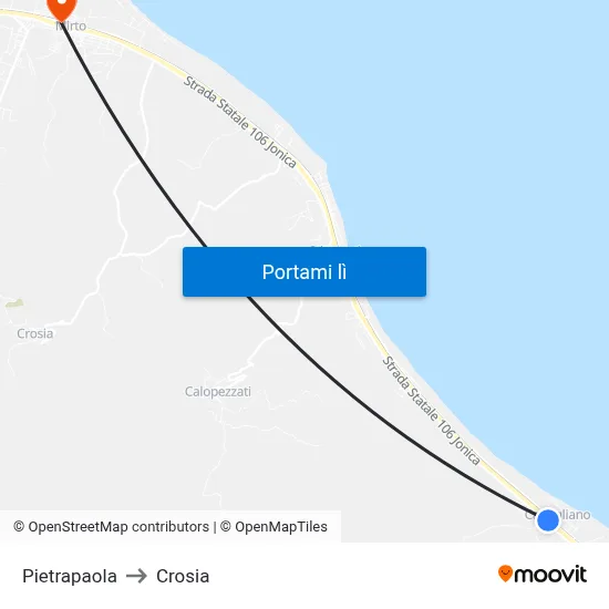 Pietrapaola to Crosia map