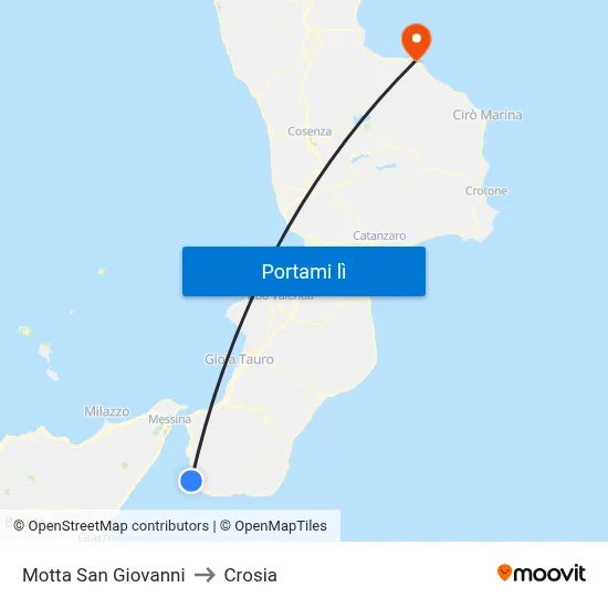 Motta San Giovanni to Crosia map