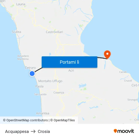 Acquappesa to Crosia map