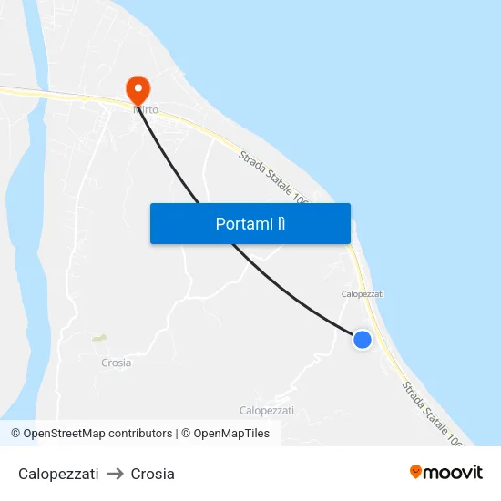 Calopezzati to Crosia map