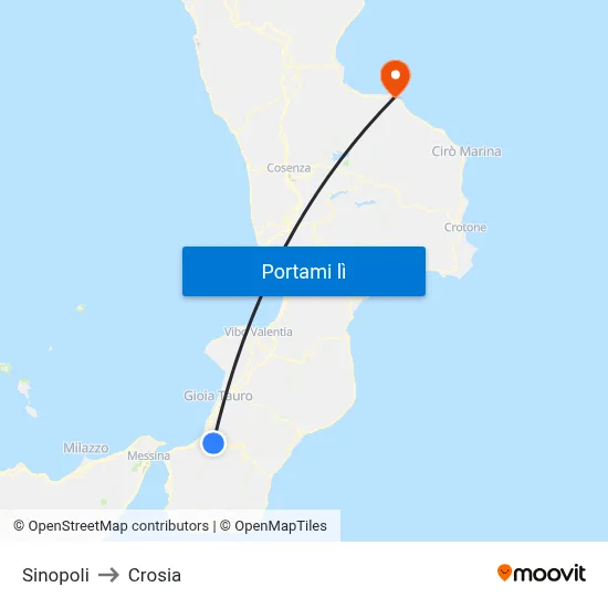 Sinopoli to Crosia map