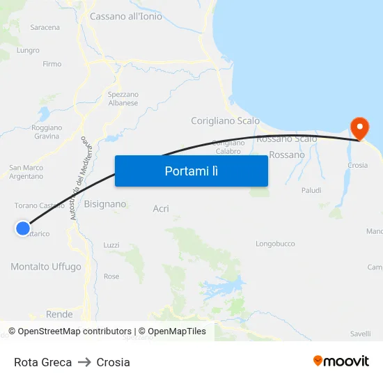 Rota Greca to Crosia map