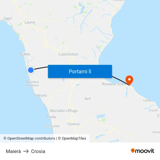 Maierà to Crosia map