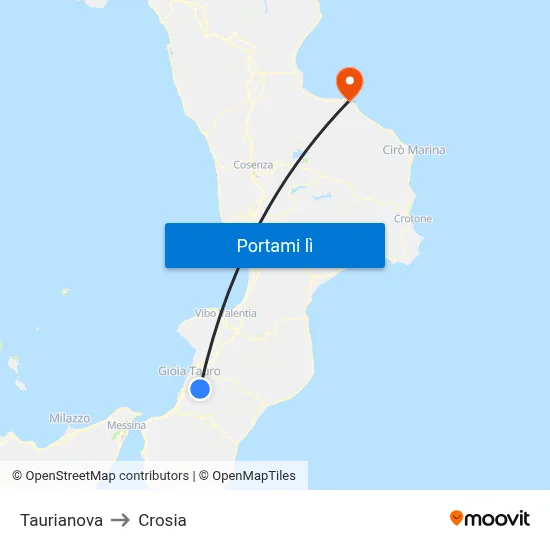 Taurianova to Crosia map