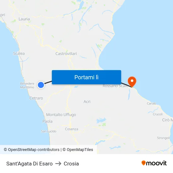 Sant'Agata Di Esaro to Crosia map