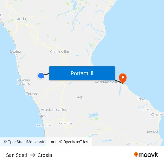 San Sosti to Crosia map
