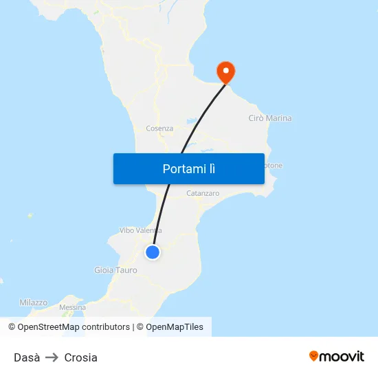 Dasà to Crosia map