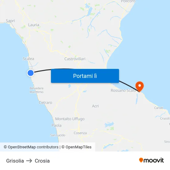 Grisolia to Crosia map