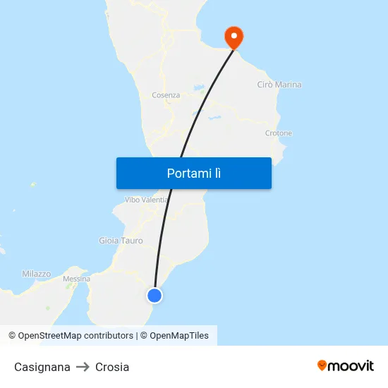 Casignana to Crosia map