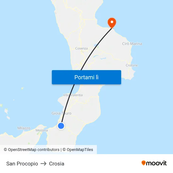 San Procopio to Crosia map