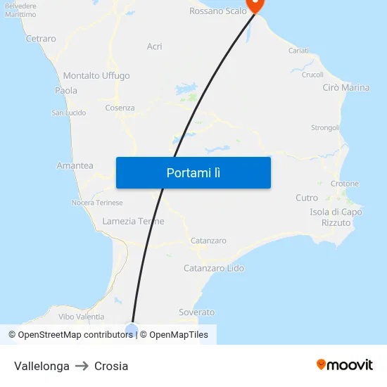 Vallelonga to Crosia map