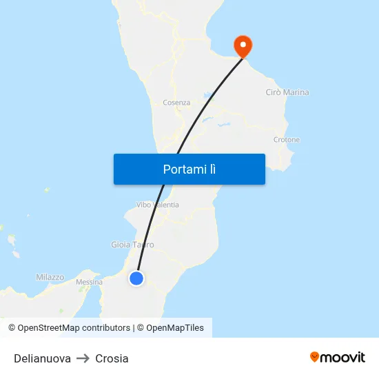Delianuova to Crosia map