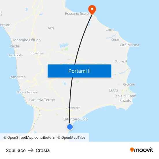Squillace to Crosia map