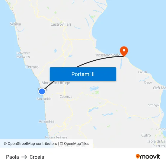 Paola to Crosia map