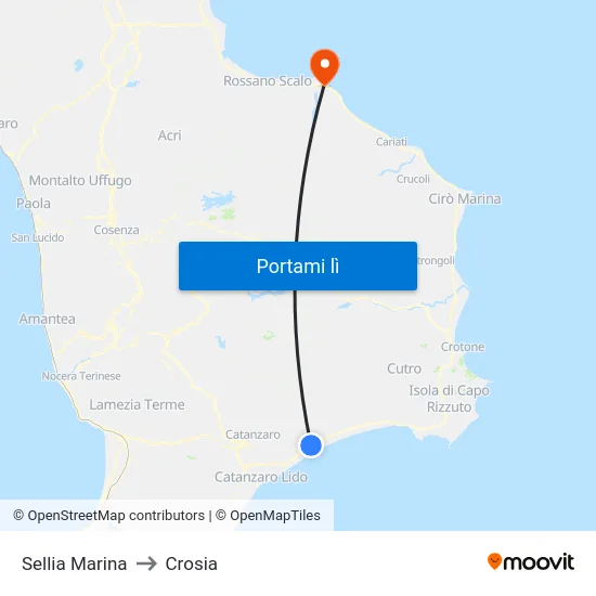 Sellia Marina to Crosia map
