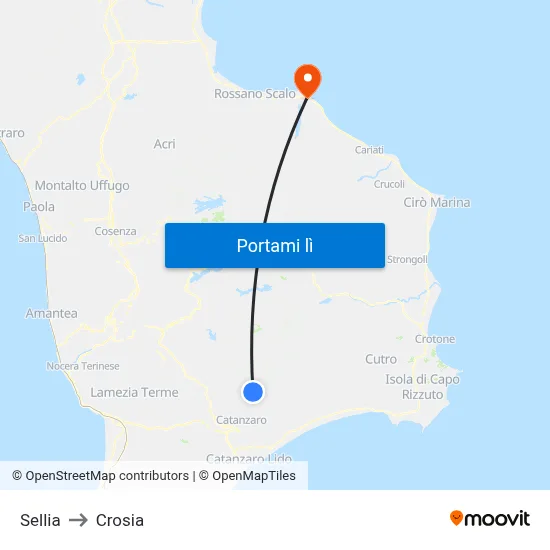 Sellia to Crosia map