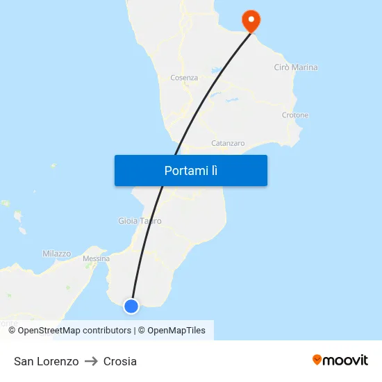 San Lorenzo to Crosia map