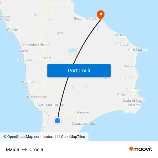 Maida to Crosia map
