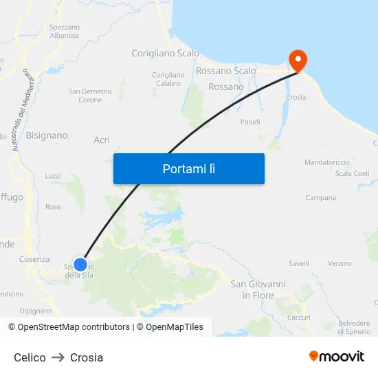 Celico to Crosia map