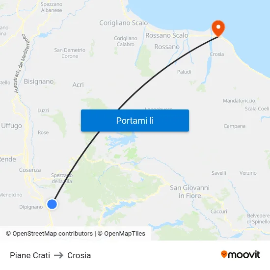 Piane Crati to Crosia map