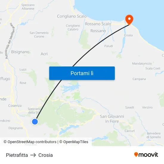 Pietrafitta to Crosia map