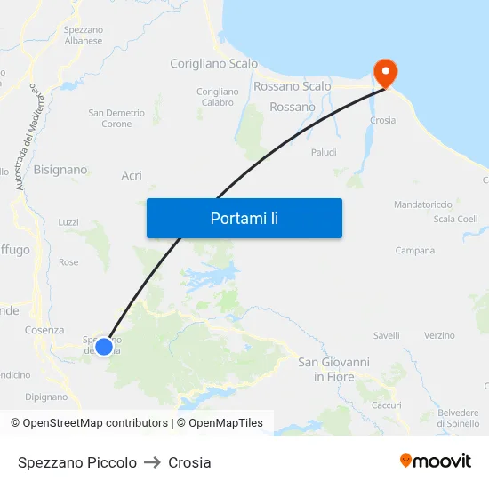 Spezzano Piccolo to Crosia map