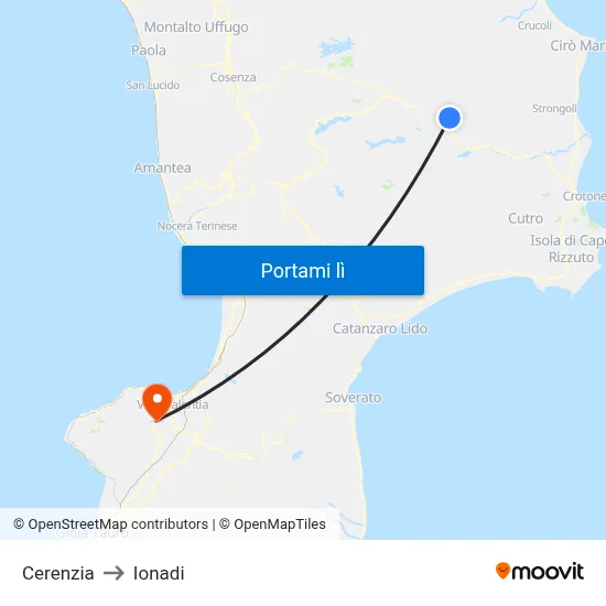Cerenzia to Ionadi map