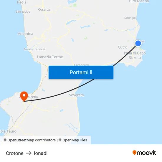 Crotone to Ionadi map