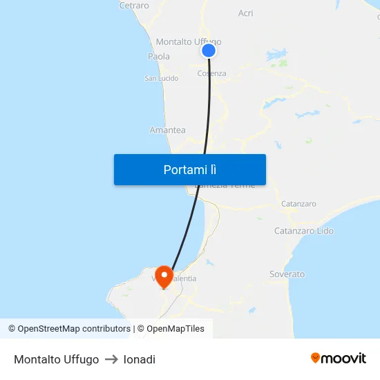 Montalto Uffugo to Ionadi map