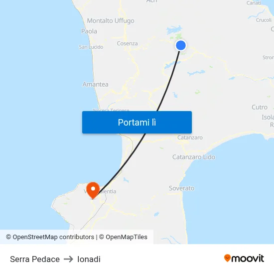 Serra Pedace to Ionadi map