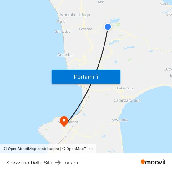 Spezzano Della Sila to Ionadi map