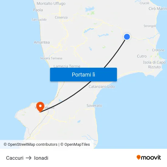 Caccuri to Ionadi map