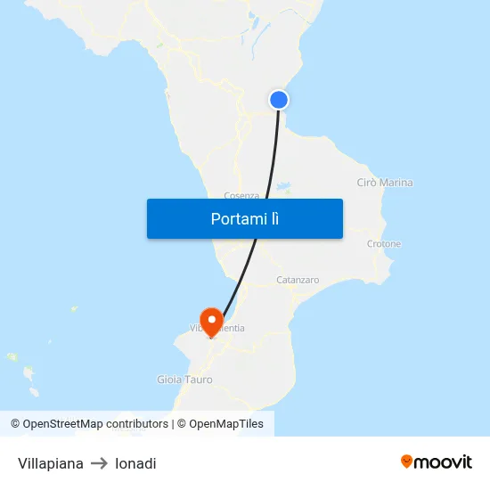 Villapiana to Ionadi map