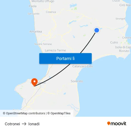 Cotronei to Ionadi map